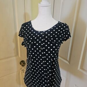 Polka Dot Navy and White Women's Top